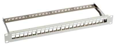 Verteilfeld 19 Zoll 1HE 24-Port grau RAL70 Inkl. Kabelmanagement incl. 16 x CAT. 6 RJ45 Einbauadapter geschirmt BuchseBuchse komplett montiert Patchkabel