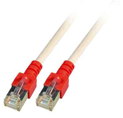 RJ45 Crossover Cat5e grau mit rot er Tülle Patchkabel