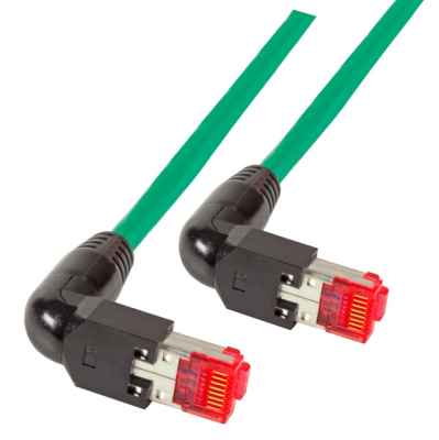 RJ45 Cat6A UC900 grün 2 x TM21 in 90° Ausführung Patchkabel