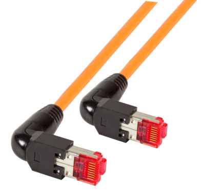 RJ45 Cat6A UC900 orange 2 x TM21 in 90° Ausführung Patchkabel