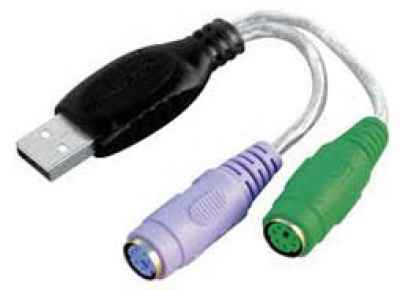Tastatur und Maus Adapter USB A Stecker2xMini DIN Buchse