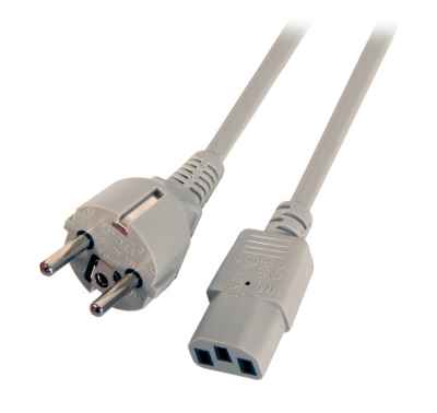 Schukostecker Kaltgerätebuchse Netzkabel grau Patchkabel