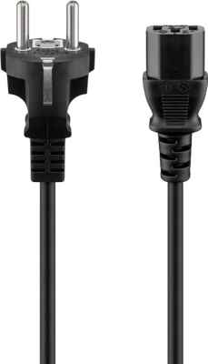 SchukosteckerKaltgerätebuchse Netzkabel schwarz Patchkabel