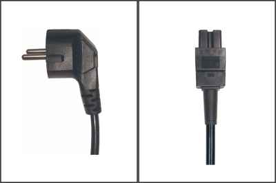 Netzanschlusskabel Warmgerätebuchse C15Schukostecker 90° schwarz Patchkabel